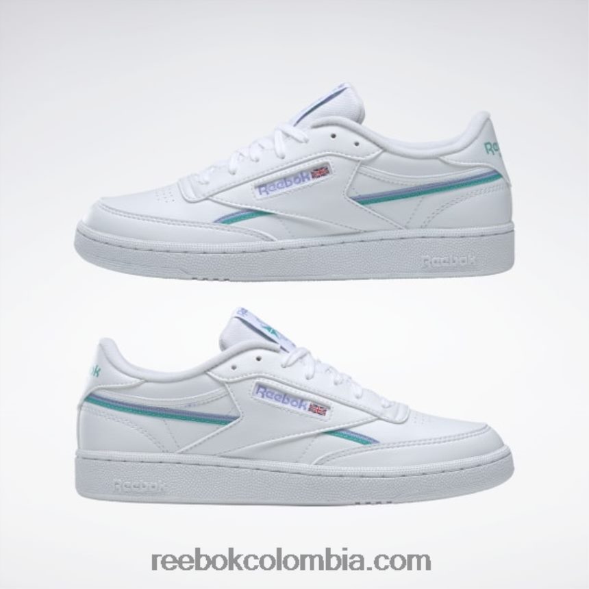 mujer ftwr blanco/resplandor lila/verde azulado clásico zapatillas club c 85 veganas mujer Reebok D260LP261