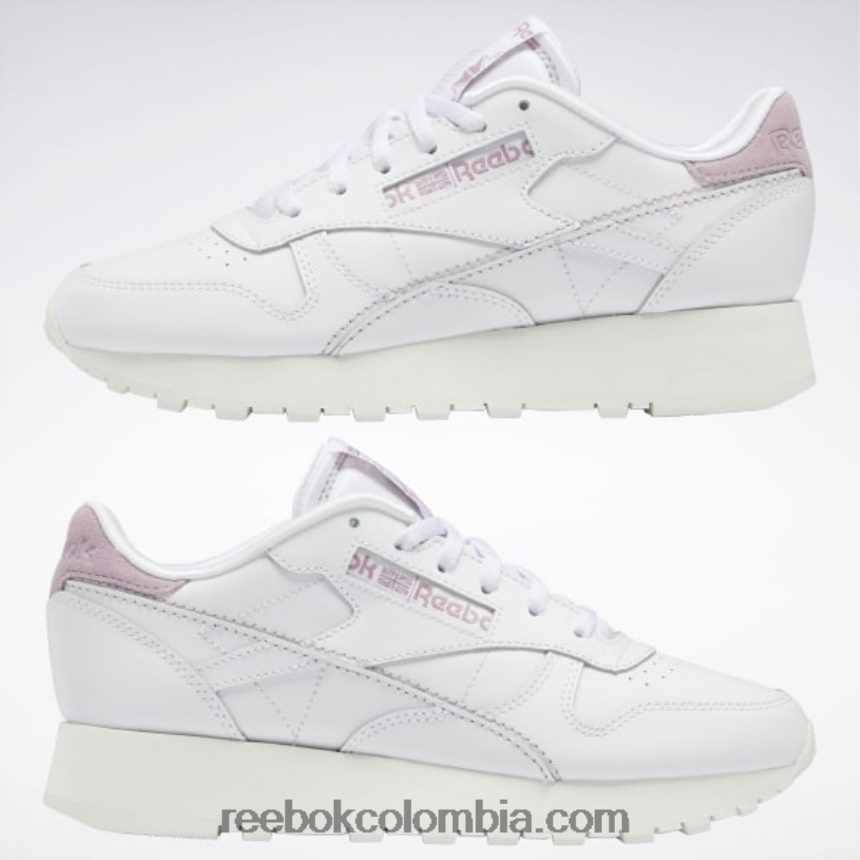 mujer ftwr blanco/tiza/lila infundido cuero clásico hazlo tuyo zapatos de mujer Reebok D260LP209