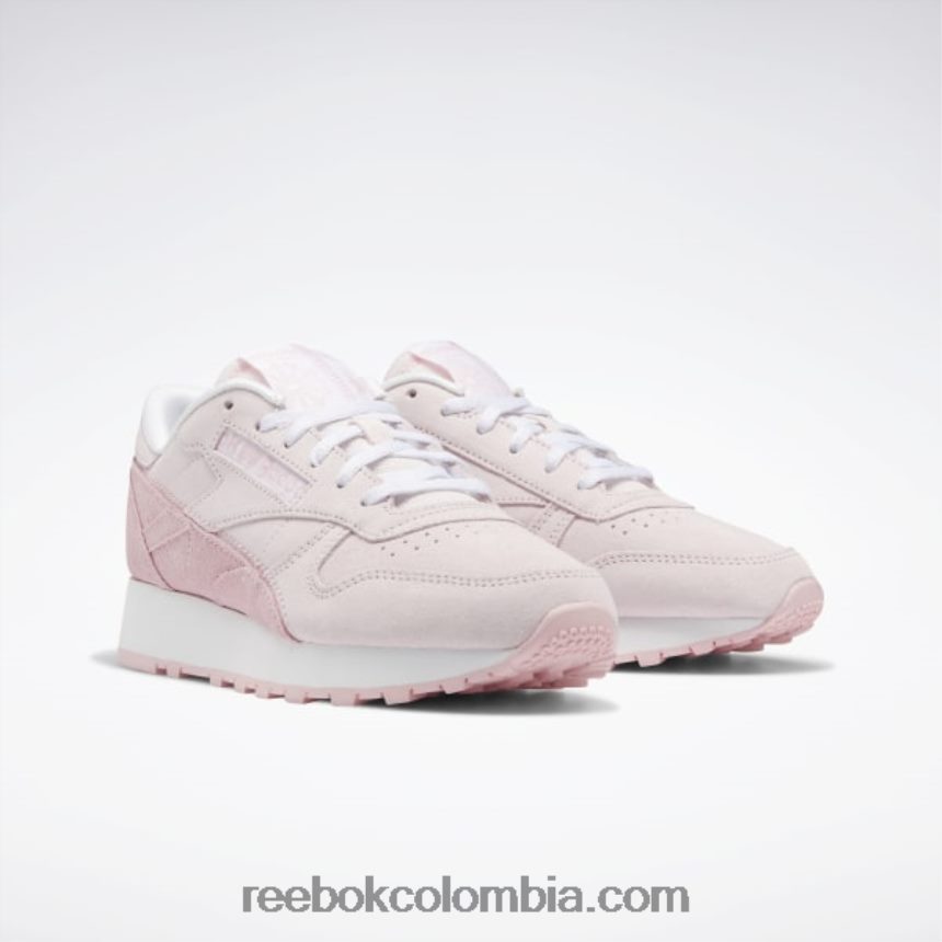 mujer rosa porcelana/resplandor rosa/blanco ftwr zapatos de mujer de cuero clasicos Reebok D260LP205