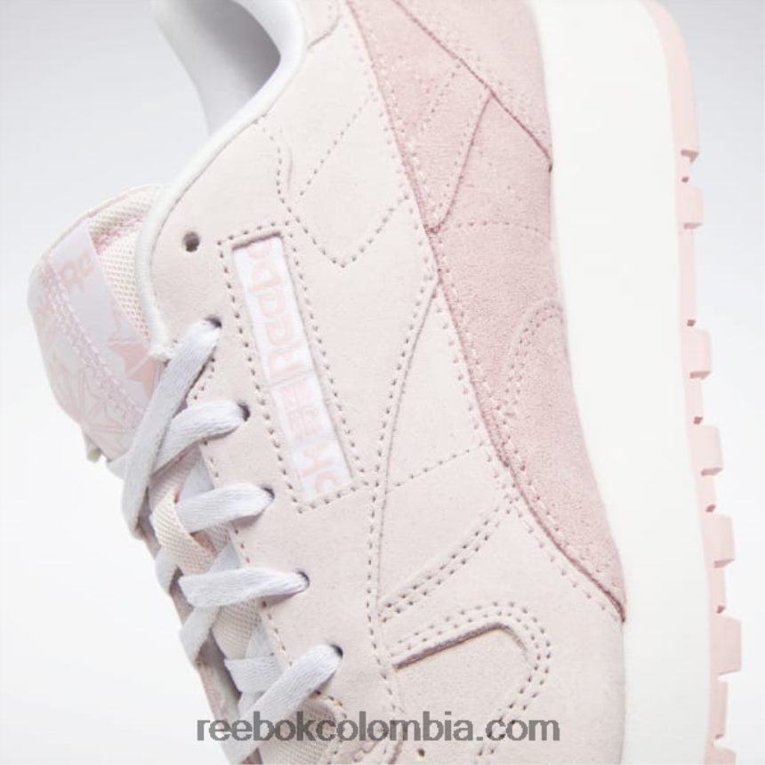 mujer rosa porcelana/resplandor rosa/blanco ftwr zapatos de mujer de cuero clasicos Reebok D260LP205
