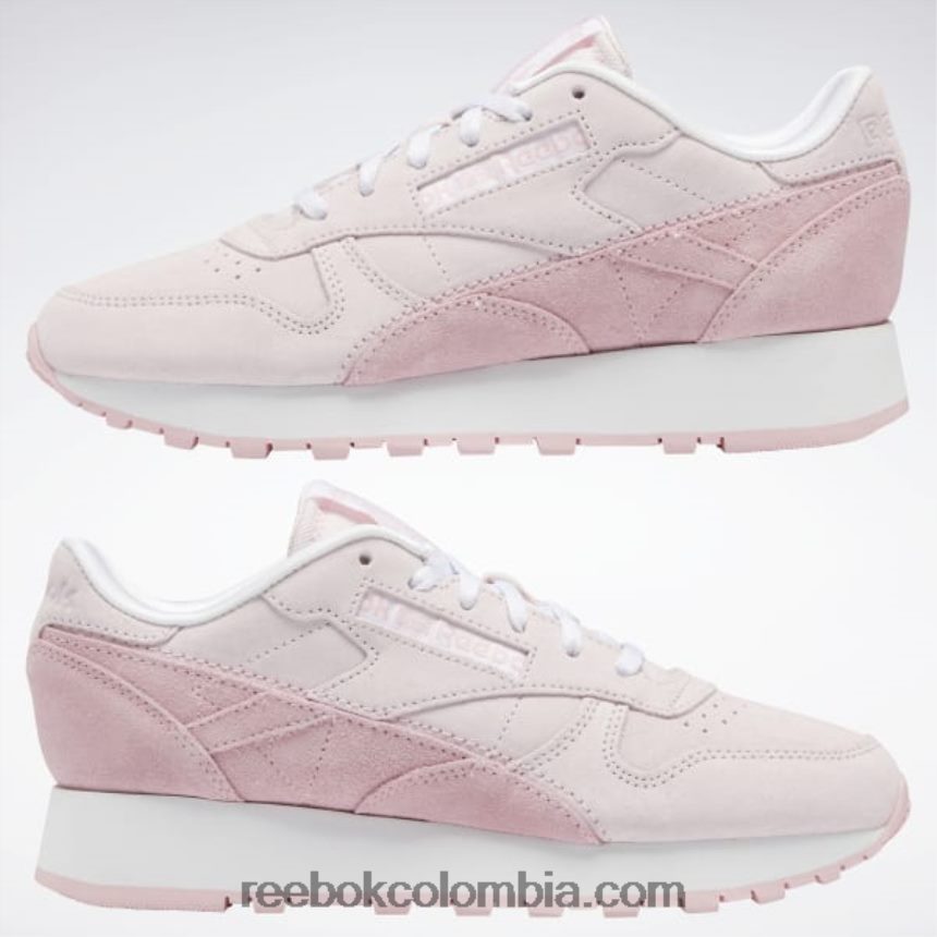 mujer rosa porcelana/resplandor rosa/blanco ftwr zapatos de mujer de cuero clasicos Reebok D260LP205