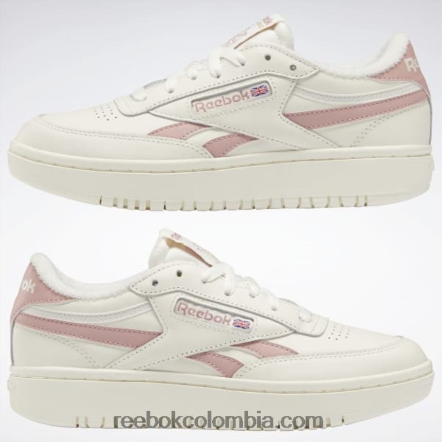 mujer tiza/rosa ahumado club c doble zapatos de mujer Reebok D260LP9