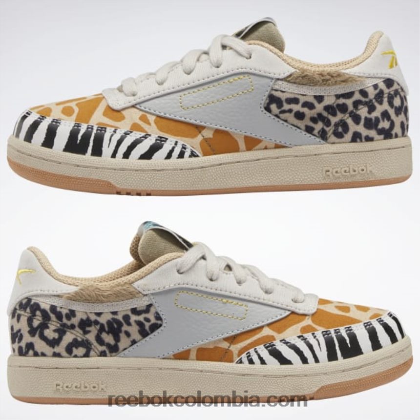 niños avena/piedra arenisca/camello suave zapatillas national Geographic club c - preescolar Reebok D260LP1418