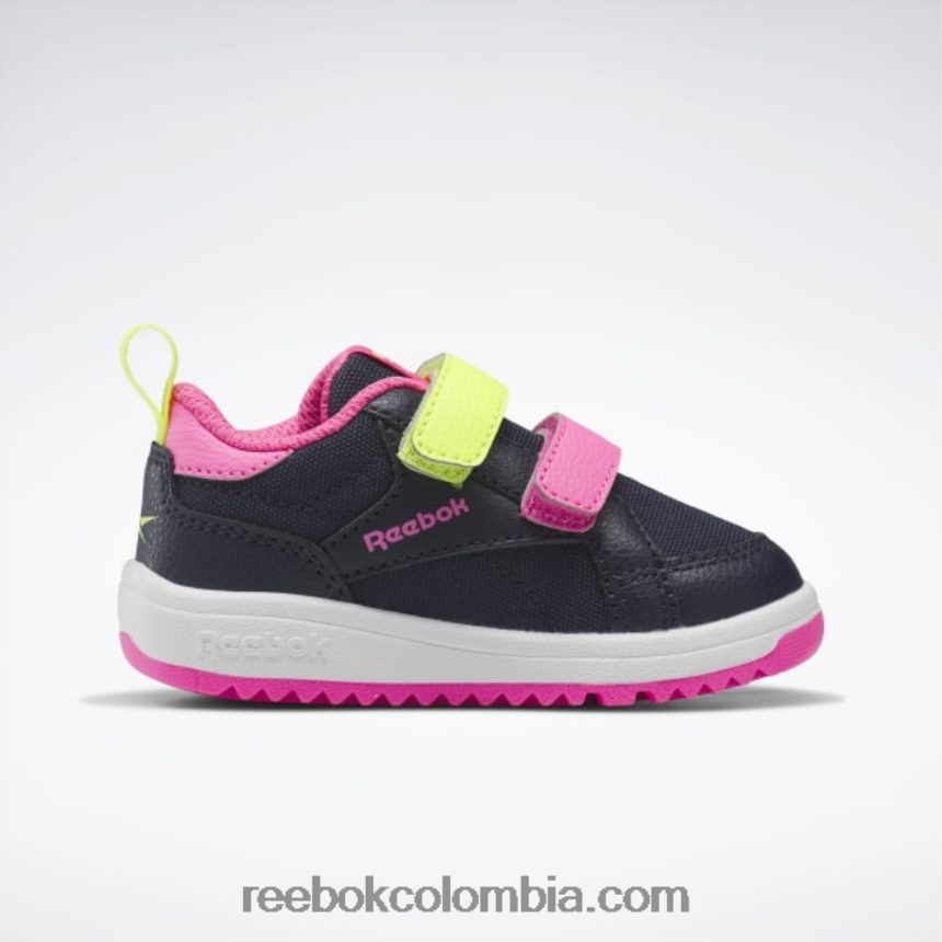 niños azul marino vectorial/rosa atómico/amarillo ácido solar zapatos bajos con cierre weebok - niño pequeño Reebok D260LP1404