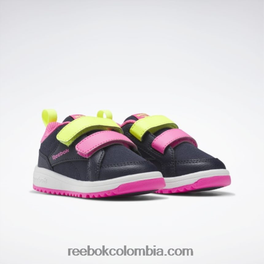 niños azul marino vectorial/rosa atómico/amarillo ácido solar zapatos bajos con cierre weebok - niño pequeño Reebok D260LP1404