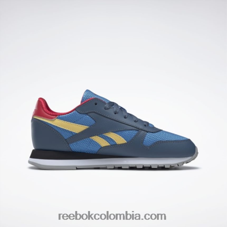 niños azul optimista/rojotástico/amarillo brumoso zapatos de cuero clásicos dc - escuela primaria Reebok D260LP1390