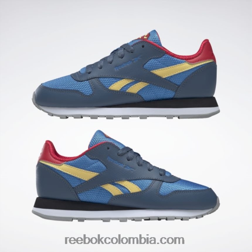 niños azul optimista/rojotástico/amarillo brumoso zapatos de cuero clásicos dc - escuela primaria Reebok D260LP1390