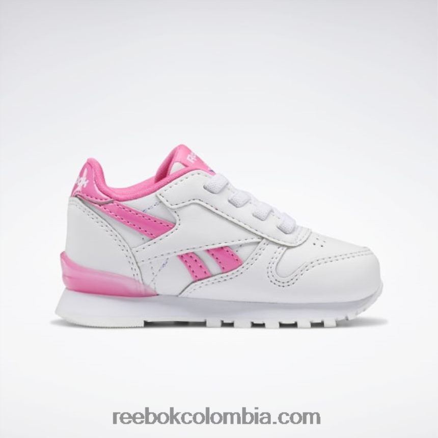 niños blanco ftwr/rosa atómico zapatos clásicos de cuero step \'n\' flash - niño pequeño Reebok D260LP1377
