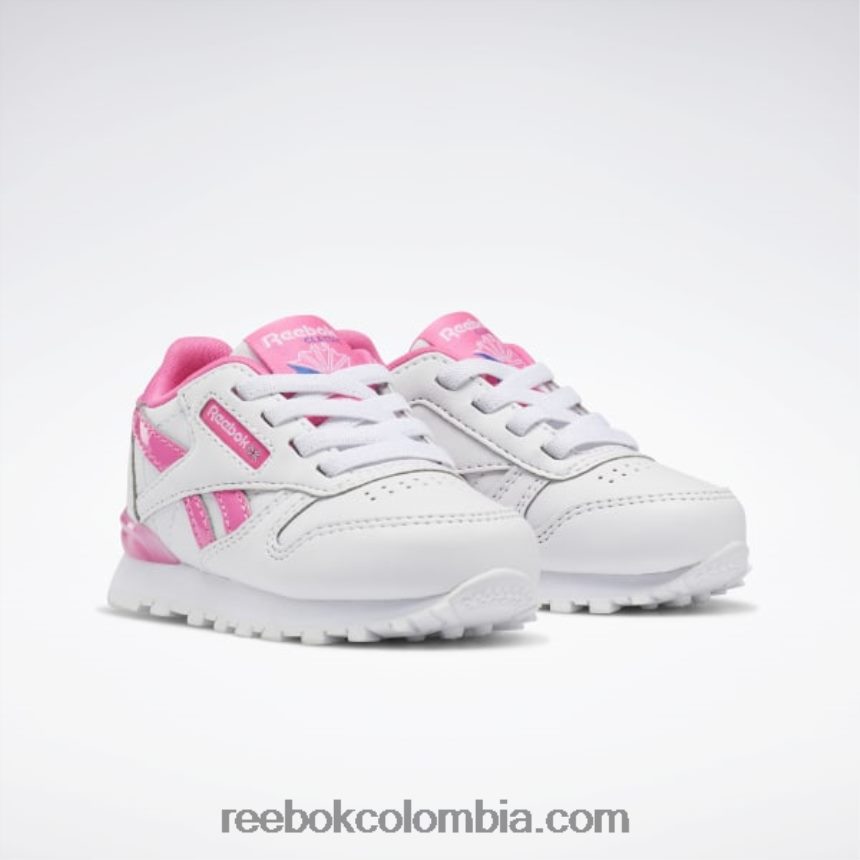 niños blanco ftwr/rosa atómico zapatos clásicos de cuero step \'n\' flash - niño pequeño Reebok D260LP1377