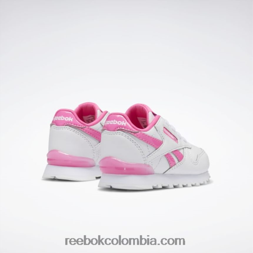 niños blanco ftwr/rosa atómico zapatos clásicos de cuero step \'n\' flash - niño pequeño Reebok D260LP1377