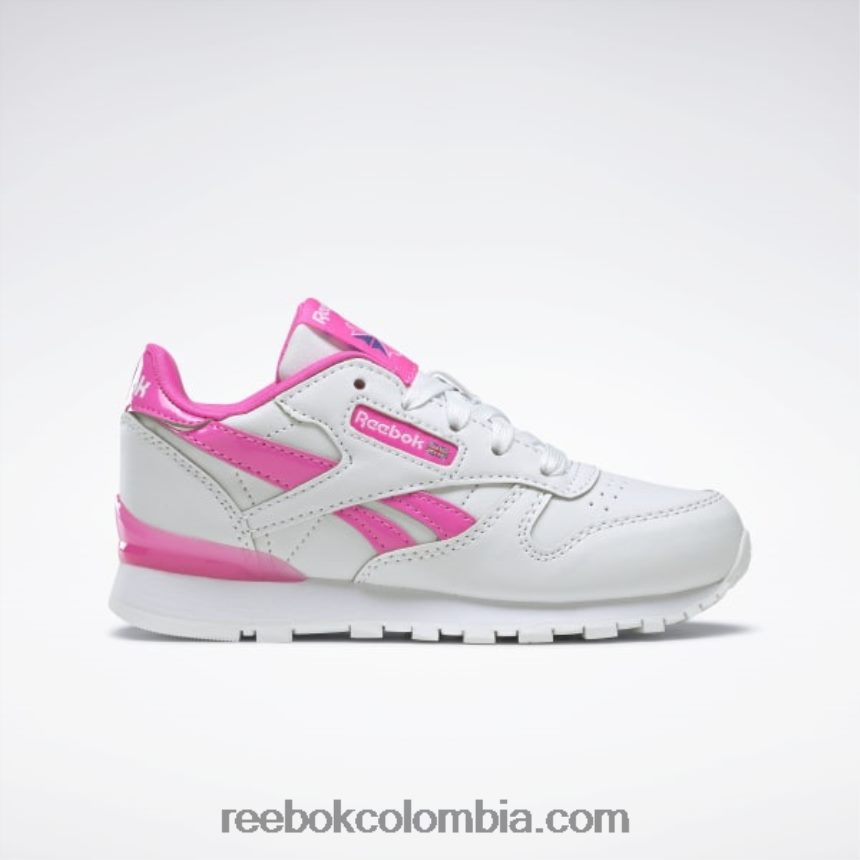 niños blanco ftwr/rosa atómico zapatos clásicos de cuero step 'n' flash - preescolar Reebok D260LP1378