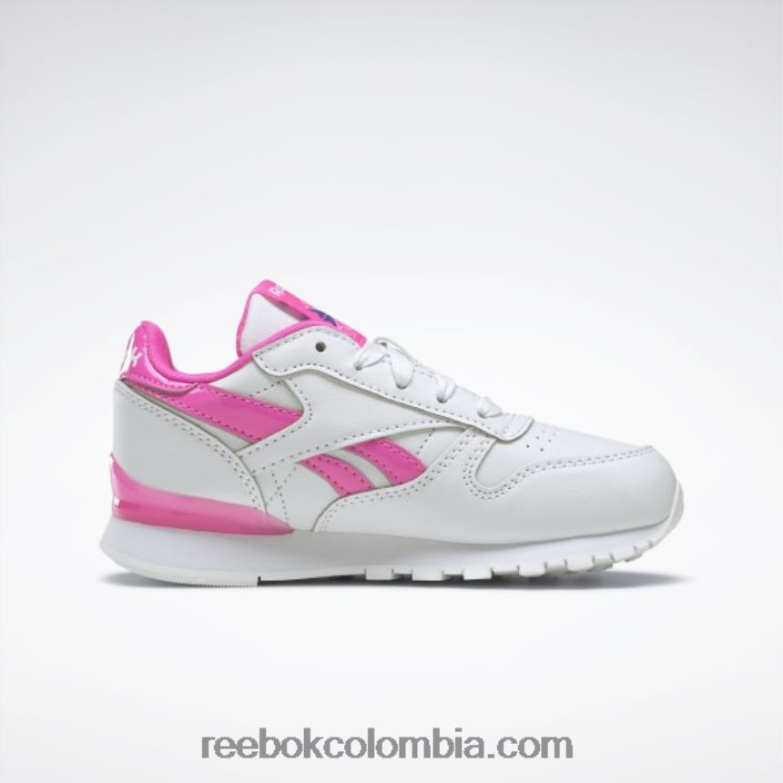 niños blanco ftwr/rosa atómico zapatos clásicos de cuero step \'n\' flash - preescolar Reebok D260LP1378