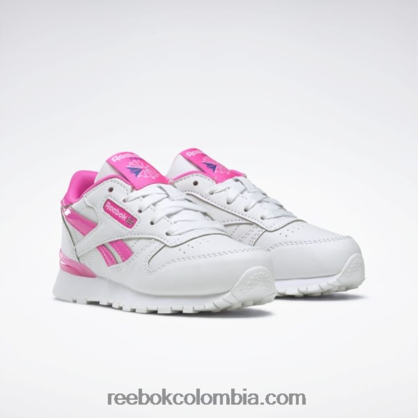 niños blanco ftwr/rosa atómico zapatos clásicos de cuero step \'n\' flash - preescolar Reebok D260LP1378