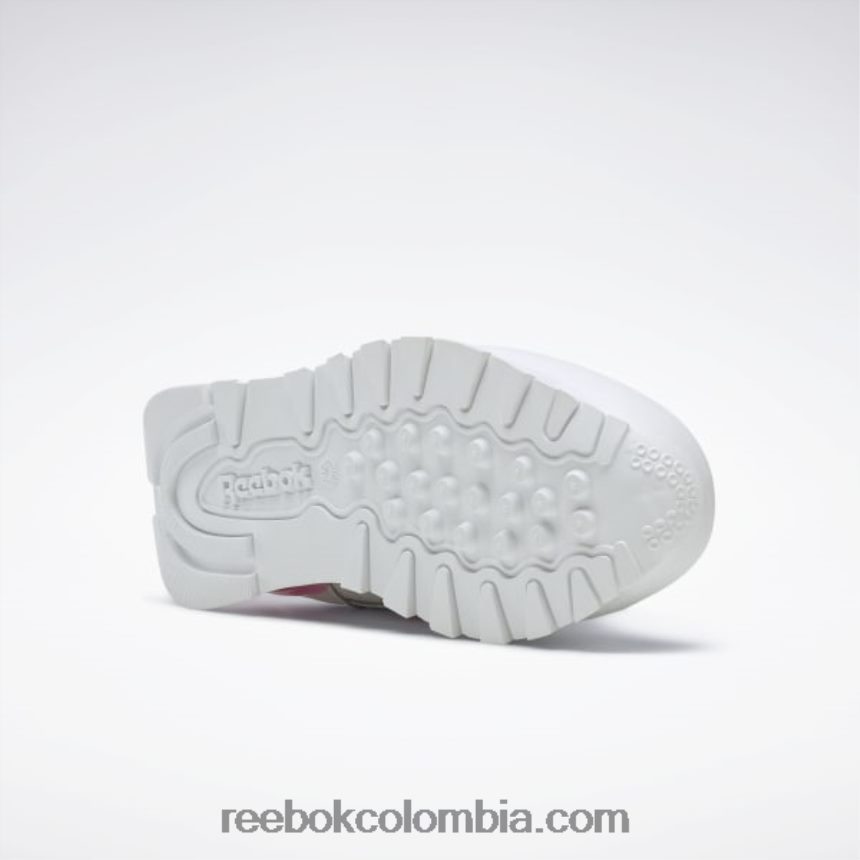 niños blanco ftwr/rosa atómico zapatos clásicos de cuero step \'n\' flash - preescolar Reebok D260LP1378