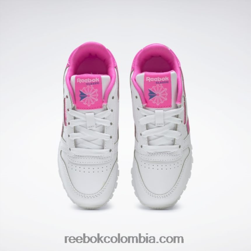 niños blanco ftwr/rosa atómico zapatos clásicos de cuero step \'n\' flash - preescolar Reebok D260LP1378