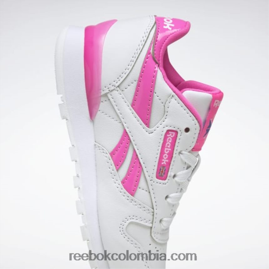 niños blanco ftwr/rosa atómico zapatos clásicos de cuero step \'n\' flash - preescolar Reebok D260LP1378
