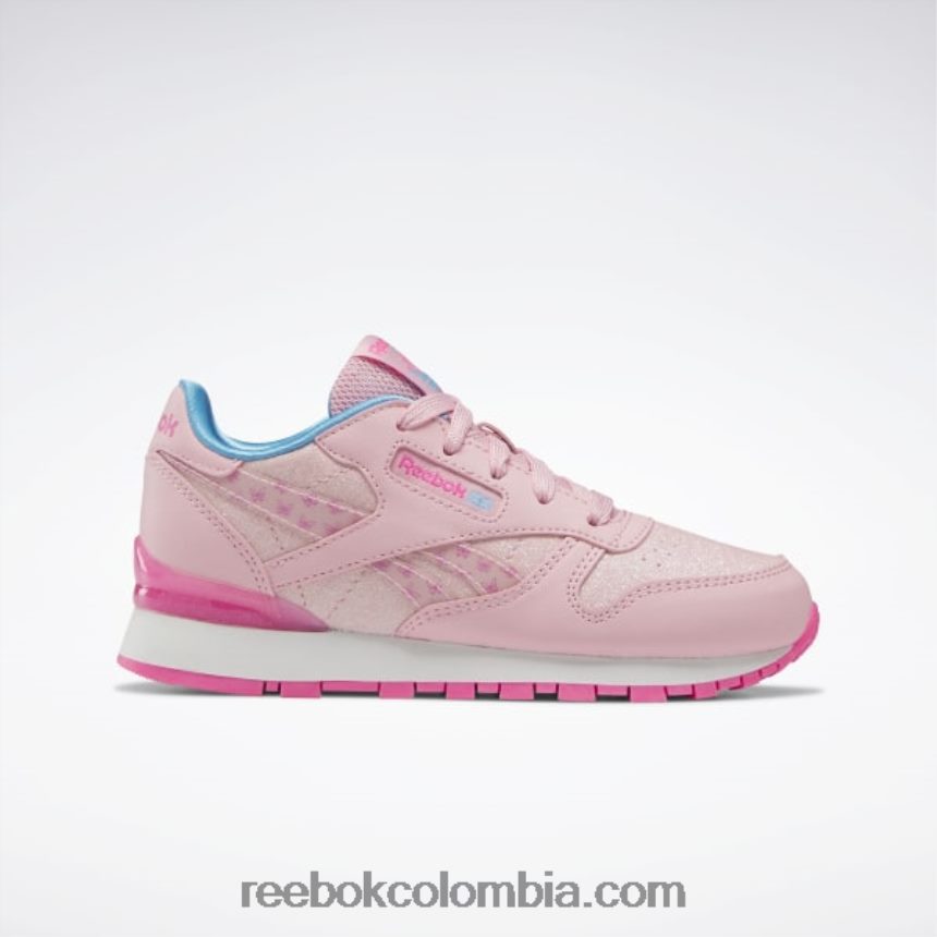 niños brillo rosa/rosa atómico zapatos clásicos de cuero step 'n' flash - preescolar Reebok D260LP1451