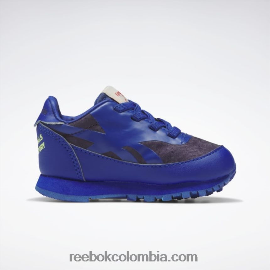 niños cobalto/púrpura habilidades/amarillo ácido solar zapatos de cuero clásicos del observatorio de animales - niño pequeño Reebok D260LP1406