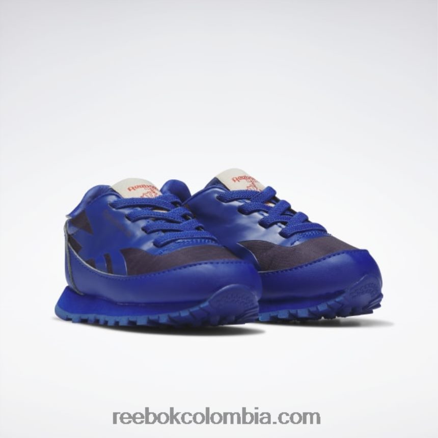 niños cobalto/púrpura habilidades/amarillo ácido solar zapatos de cuero clásicos del observatorio de animales - niño pequeño Reebok D260LP1406