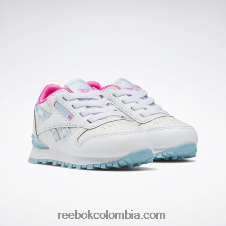 niños ftwr blanco/azul digital zapatos clásicos de cuero step \'n\' flash - niño pequeño Reebok D260LP1384