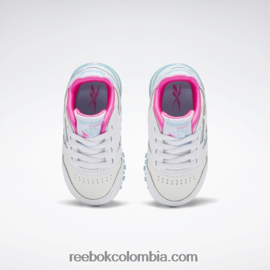 niños ftwr blanco/azul digital zapatos clásicos de cuero step \'n\' flash - niño pequeño Reebok D260LP1384