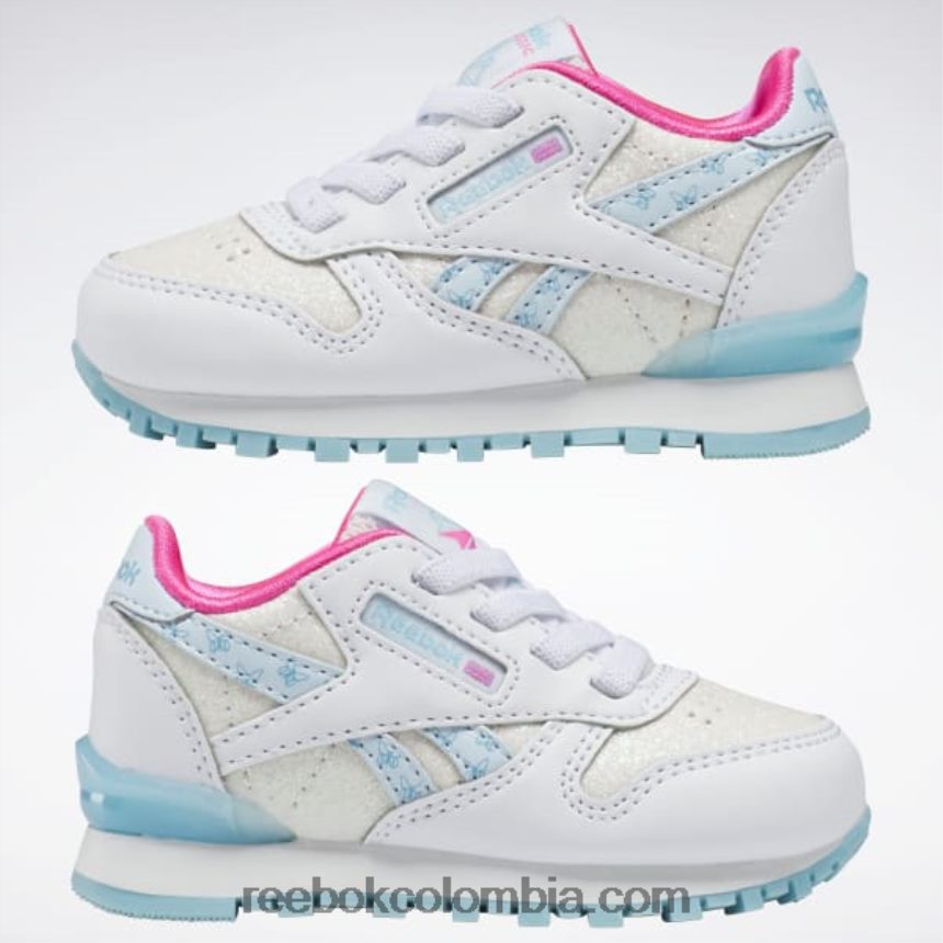 niños ftwr blanco/azul digital zapatos clásicos de cuero step \'n\' flash - niño pequeño Reebok D260LP1384