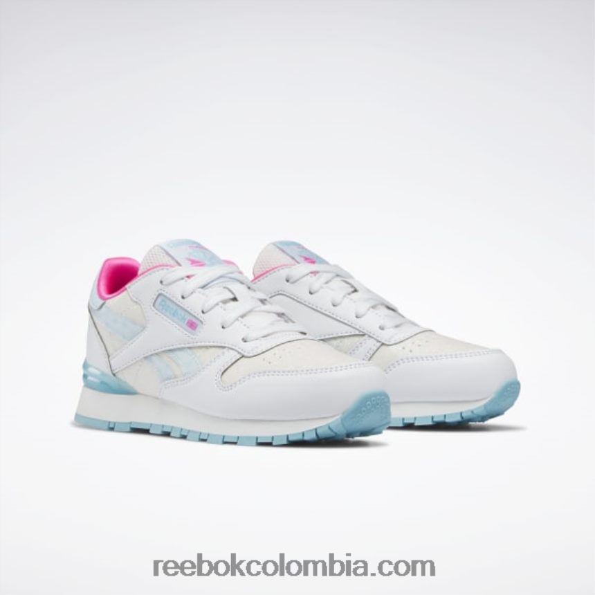 niños ftwr blanco/azul digital zapatos clásicos de cuero step \'n\' flash - preescolar Reebok D260LP1433