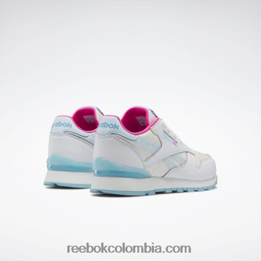 niños ftwr blanco/azul digital zapatos clásicos de cuero step \'n\' flash - preescolar Reebok D260LP1433