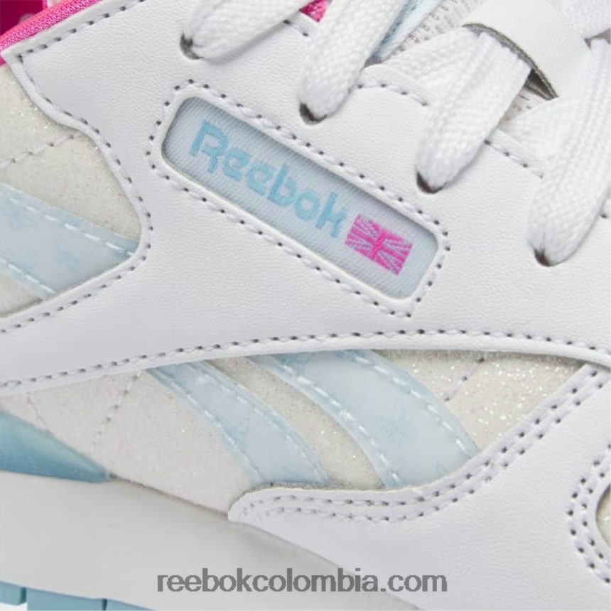 niños ftwr blanco/azul digital zapatos clásicos de cuero step \'n\' flash - preescolar Reebok D260LP1433