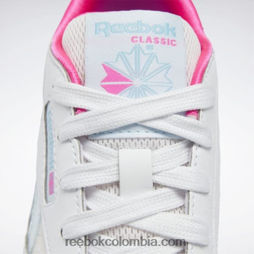 niños ftwr blanco/azul digital zapatos clásicos de cuero step \'n\' flash - preescolar Reebok D260LP1433