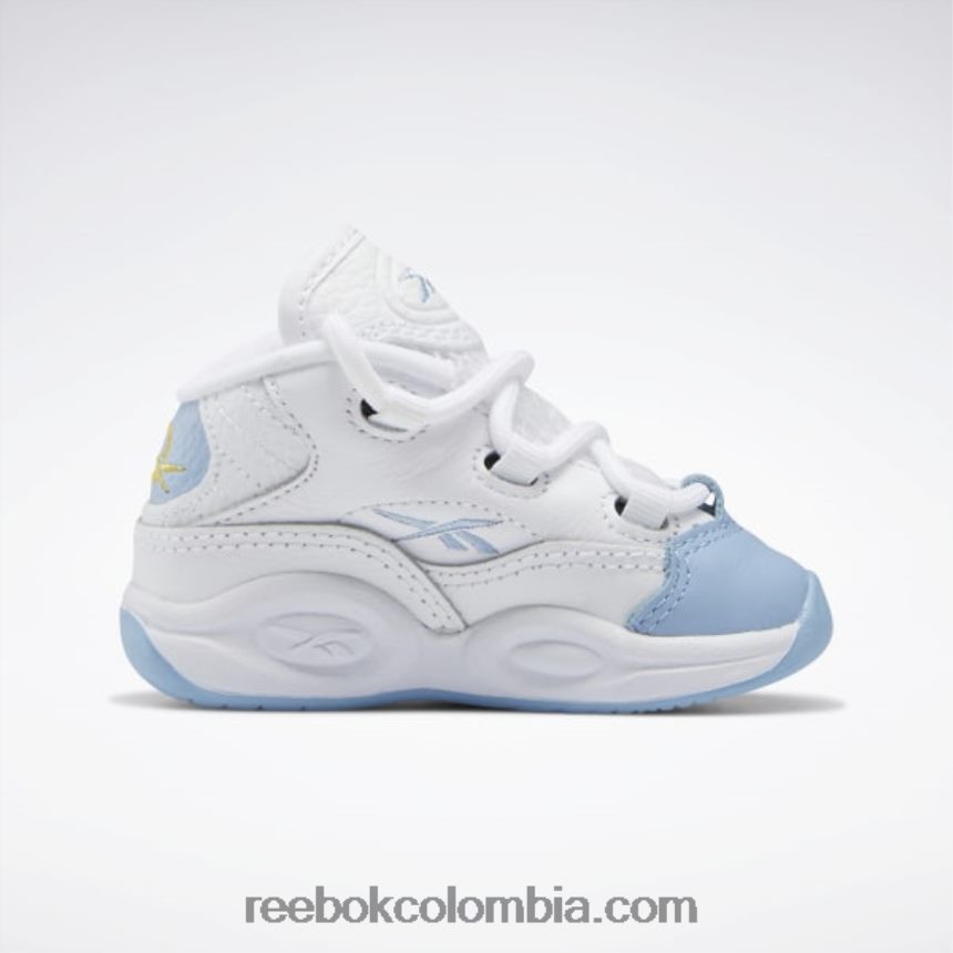 niños ftwr blanco/azul fluido/amarillo tóxico zapatillas de baloncesto question mid - niño pequeño Reebok D260LP1380