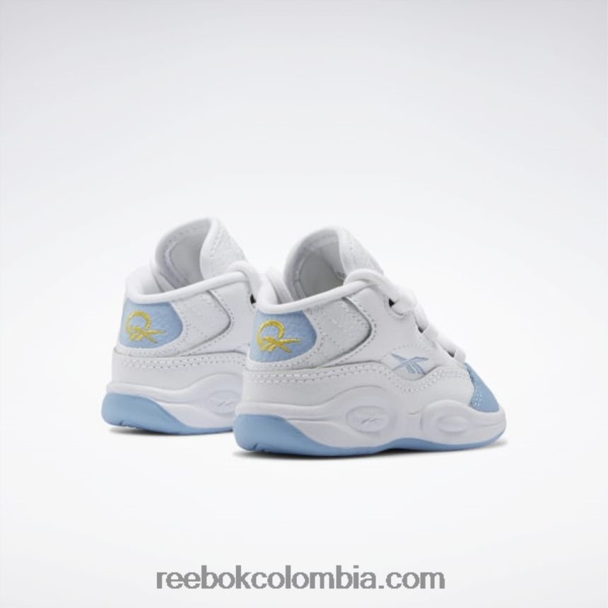 niños ftwr blanco/azul fluido/amarillo tóxico zapatillas de baloncesto question mid - niño pequeño Reebok D260LP1380