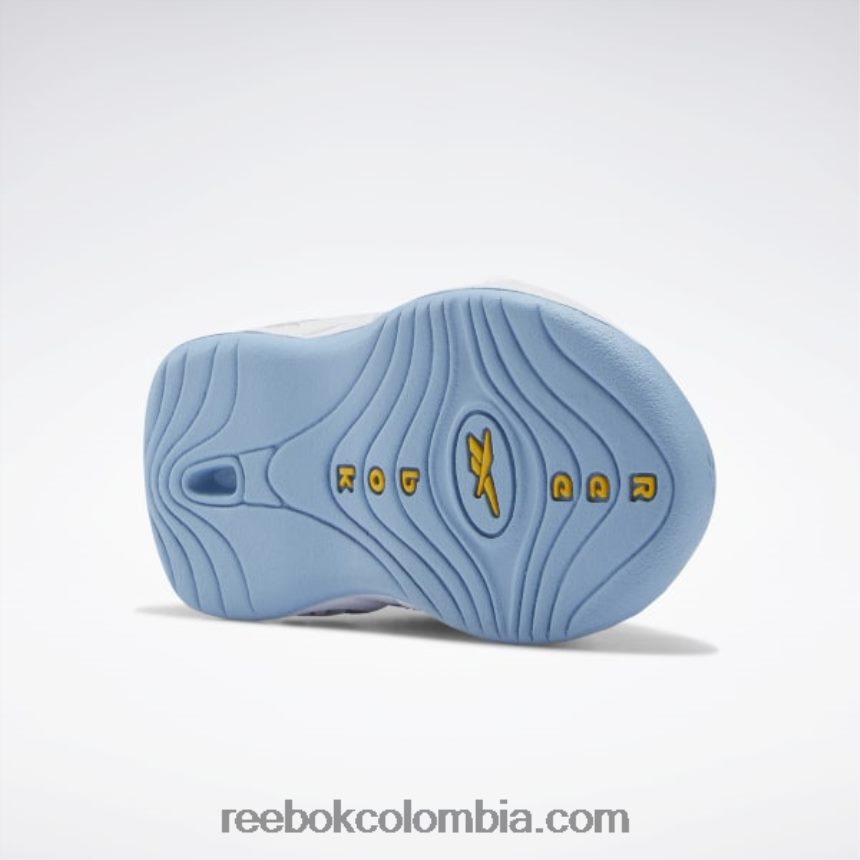 niños ftwr blanco/azul fluido/amarillo tóxico zapatillas de baloncesto question mid - niño pequeño Reebok D260LP1380