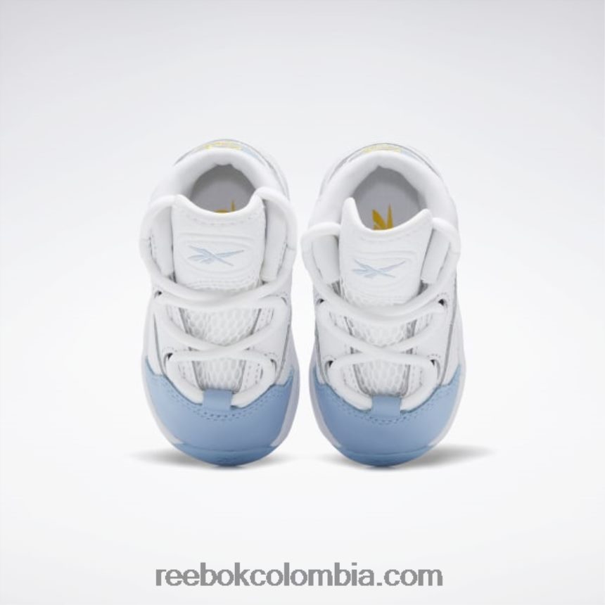 niños ftwr blanco/azul fluido/amarillo tóxico zapatillas de baloncesto question mid - niño pequeño Reebok D260LP1380