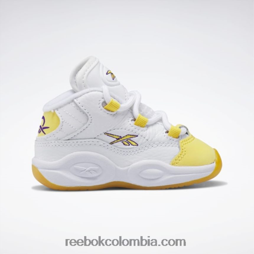 niños ftwr blanco/hilo amarillo/ultra violeta pregunta mid zapatos - niño Reebok D260LP1373