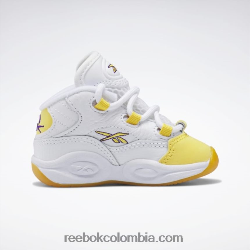 niños ftwr blanco/hilo amarillo/ultra violeta pregunta mid zapatos - niño Reebok D260LP1373