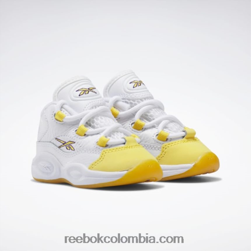 niños ftwr blanco/hilo amarillo/ultra violeta pregunta mid zapatos - niño Reebok D260LP1373