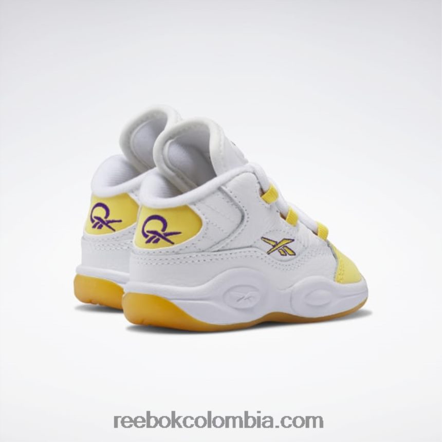 niños ftwr blanco/hilo amarillo/ultra violeta pregunta mid zapatos - niño Reebok D260LP1373