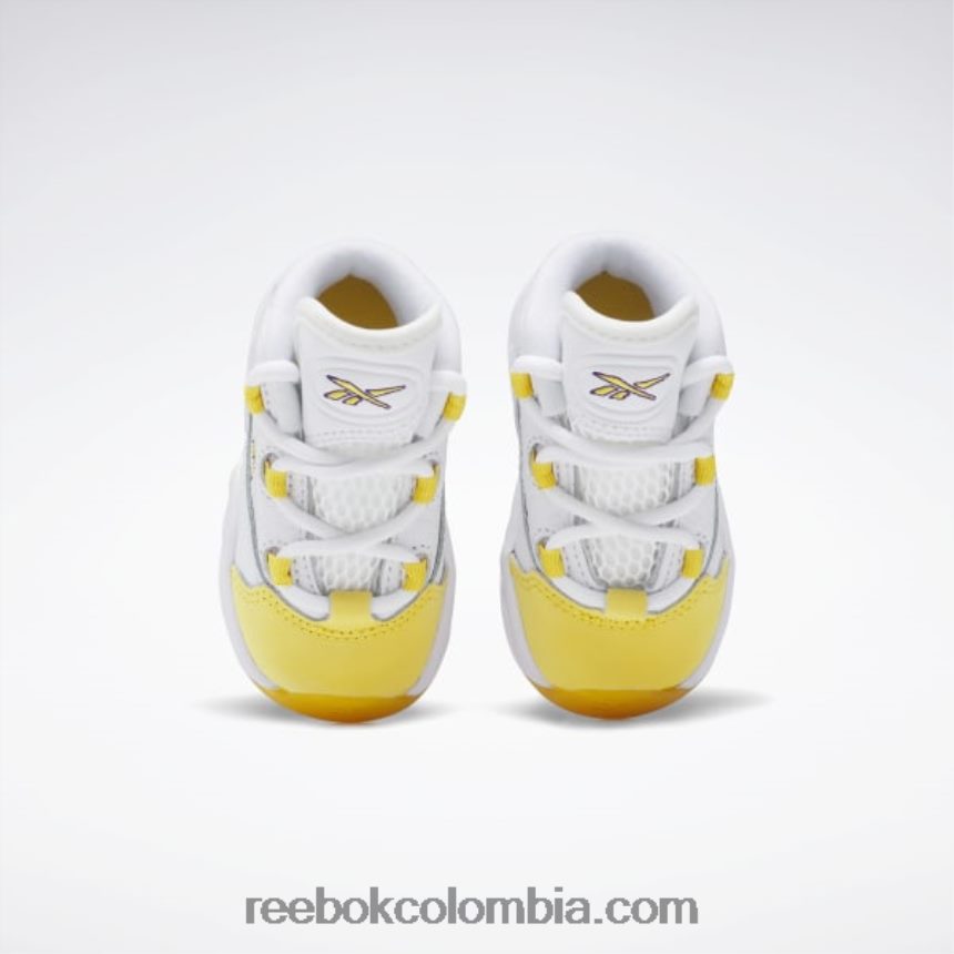 niños ftwr blanco/hilo amarillo/ultra violeta pregunta mid zapatos - niño Reebok D260LP1373