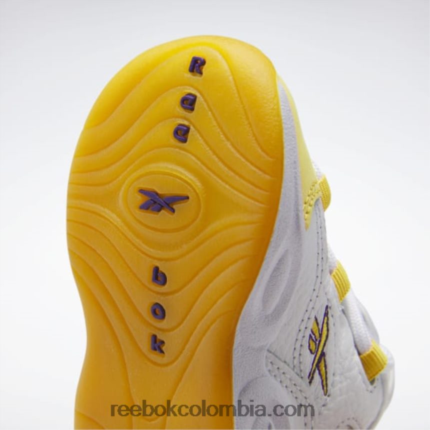 niños ftwr blanco/hilo amarillo/ultra violeta pregunta mid zapatos - niño Reebok D260LP1373