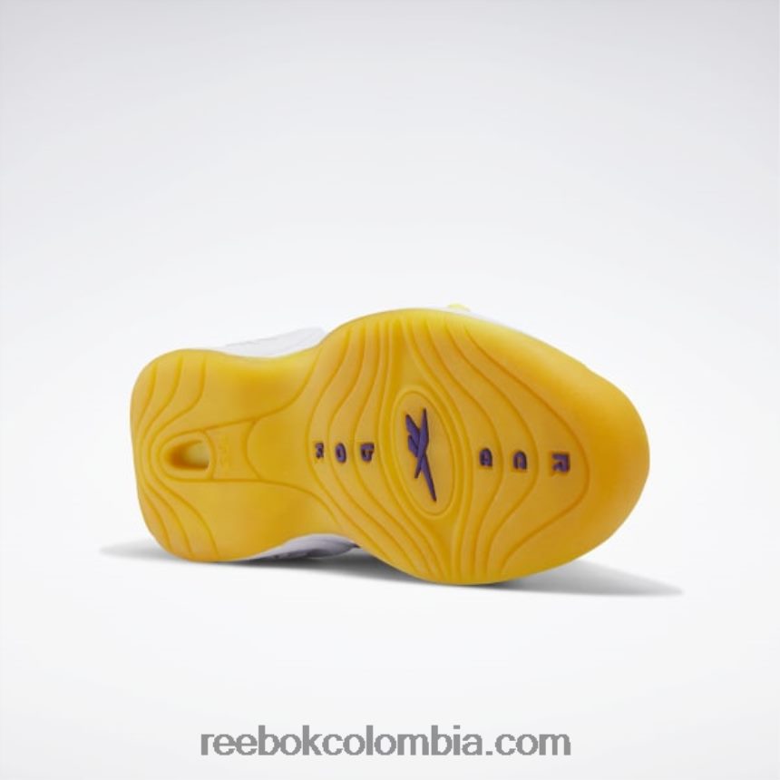 niños ftwr blanco/hilo amarillo/ultra violeta pregunta mid zapatos - preescolar Reebok D260LP1375