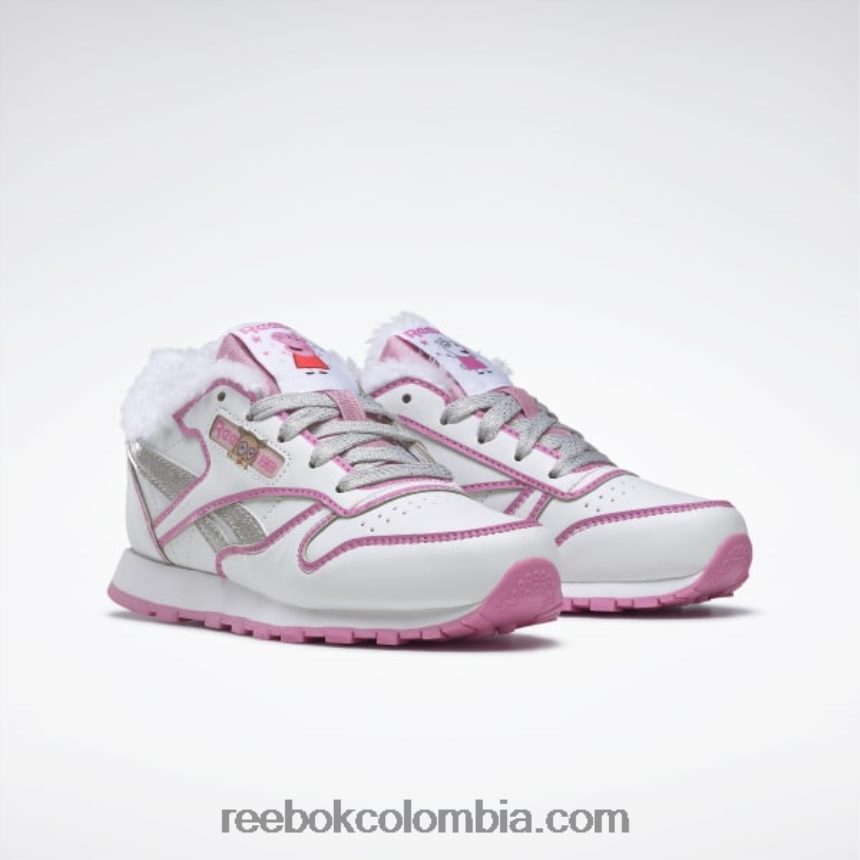 niños ftwr blanco/icono rosa peppa pig zapatos de cuero clásicos - preescolar Reebok D260LP1443