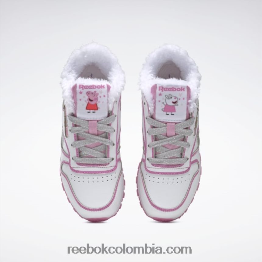 niños ftwr blanco/icono rosa peppa pig zapatos de cuero clásicos - preescolar Reebok D260LP1443