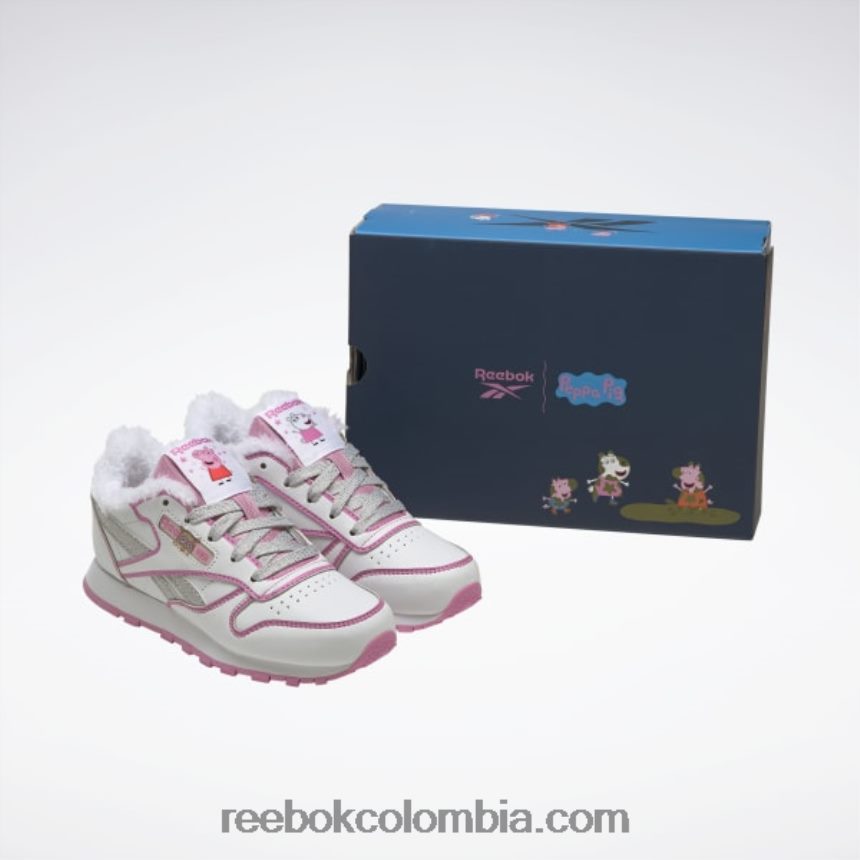 niños ftwr blanco/icono rosa peppa pig zapatos de cuero clásicos - preescolar Reebok D260LP1443