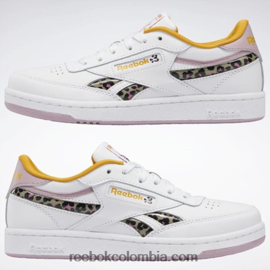 niños ftwr blanco/lila infundido/ocre brillante club c revenge zapatos - escuela primaria Reebok D260LP1428