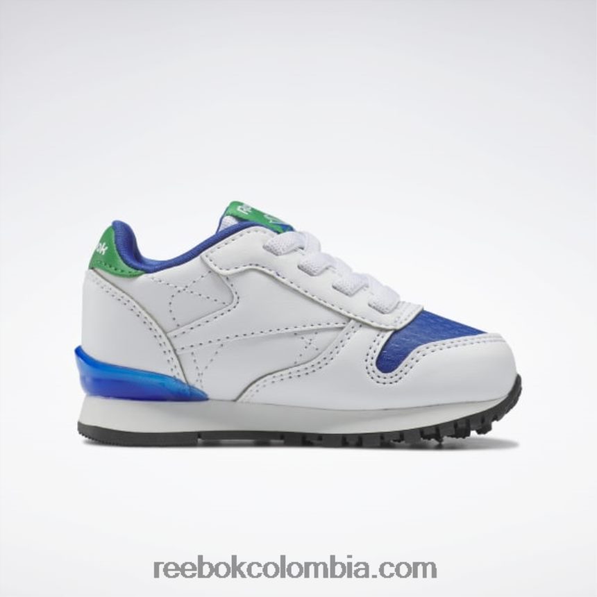 niños ftwr blanco/vector azul zapatos clásicos de cuero step \'n\' flash - niño pequeño Reebok D260LP1392