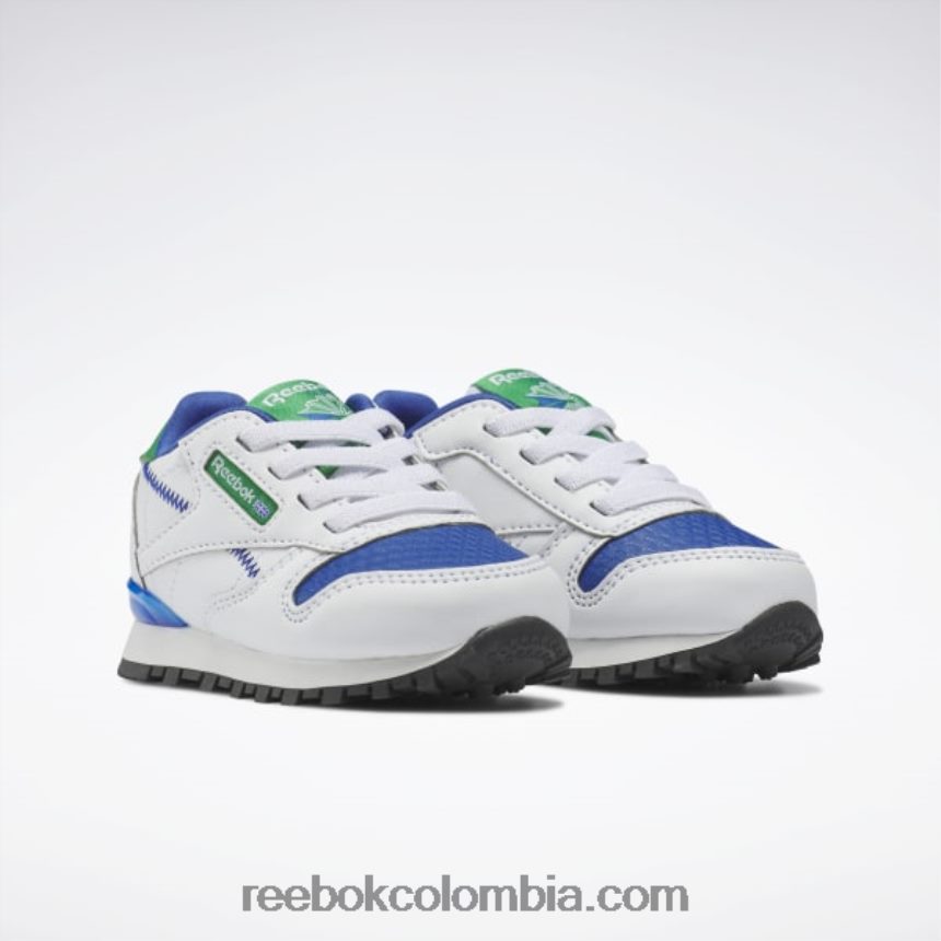niños ftwr blanco/vector azul zapatos clásicos de cuero step \'n\' flash - niño pequeño Reebok D260LP1392