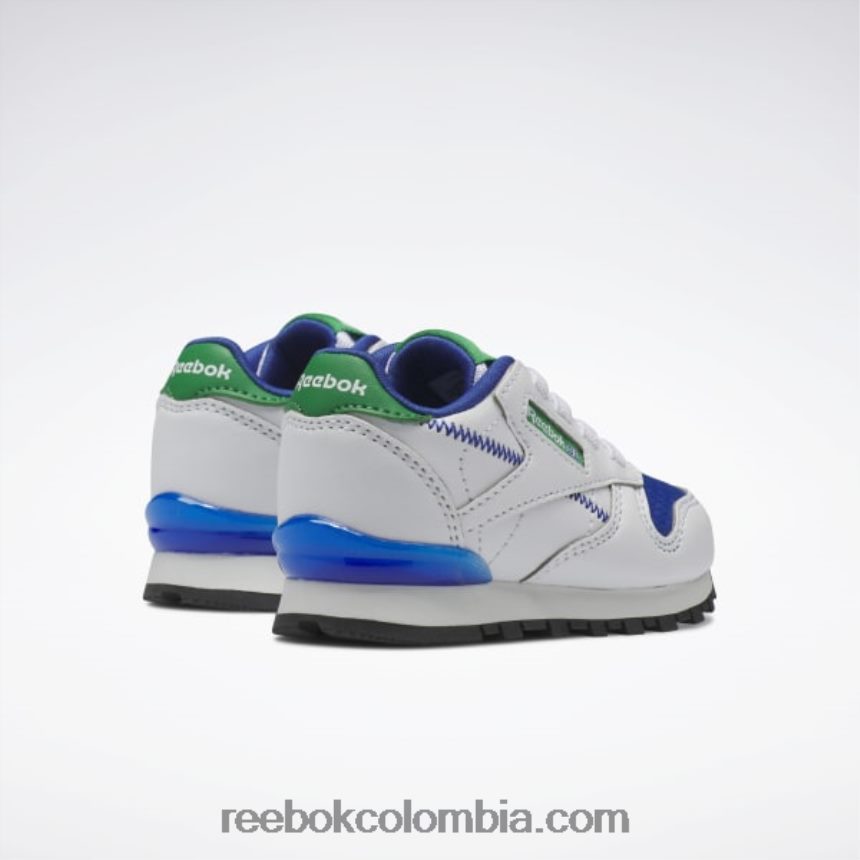 niños ftwr blanco/vector azul zapatos clásicos de cuero step \'n\' flash - niño pequeño Reebok D260LP1392