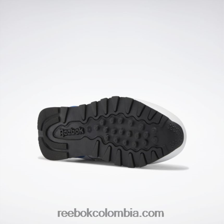 niños ftwr blanco/vector azul zapatos clásicos de cuero step \'n\' flash - preescolar Reebok D260LP1402