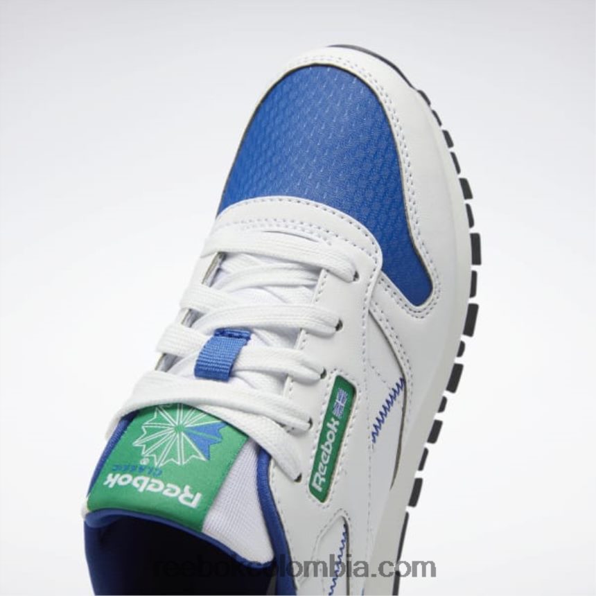 niños ftwr blanco/vector azul zapatos clásicos de cuero step \'n\' flash - preescolar Reebok D260LP1402